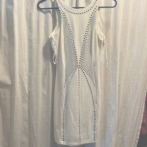 Form fitting white cocktail dress